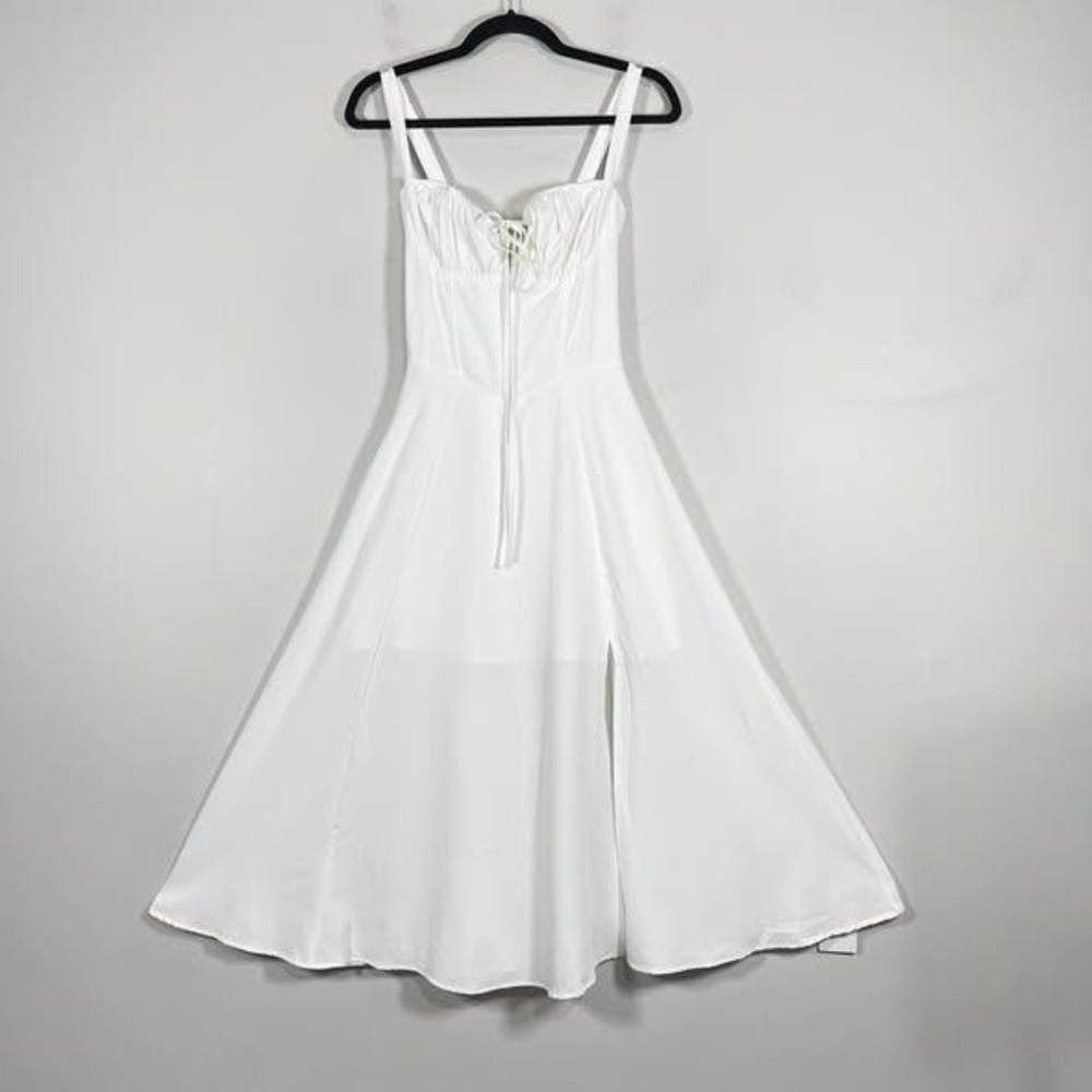 Glnege Summer Corset Midi Milkmaid Sundress Wms XS White A Line Boho Cottagecore